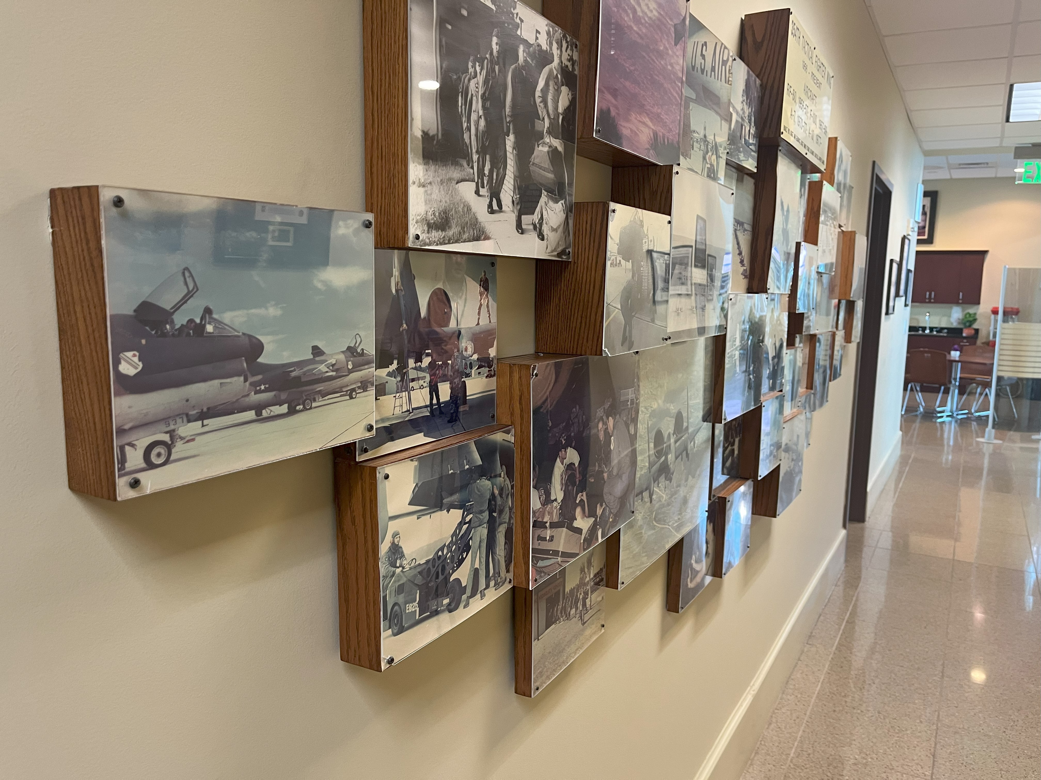 A wall display at Horry County's Beach Aviation Services office highlights the history of the Myrtle Beach Air Force base.