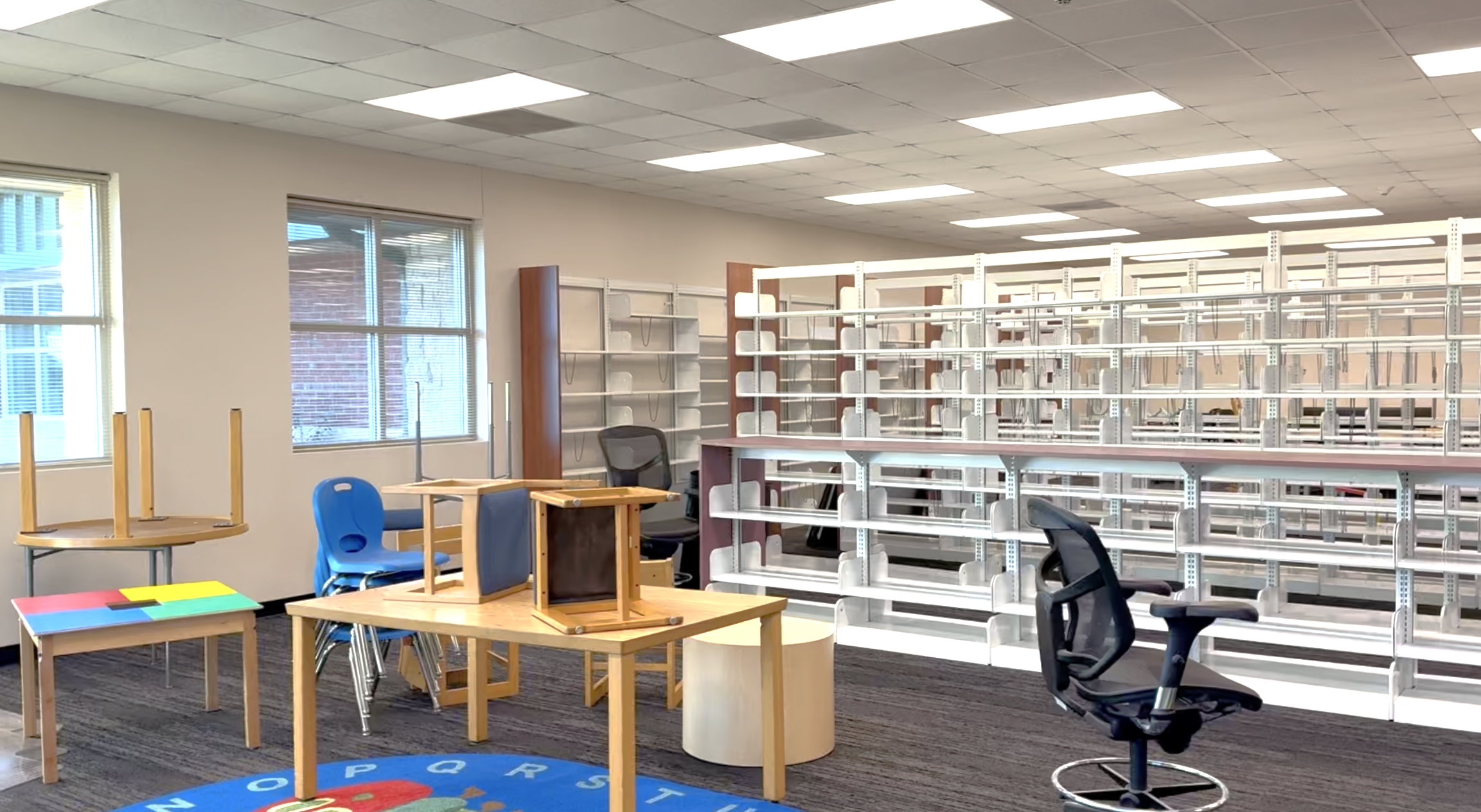 Children's area flipped to larger portion of library 