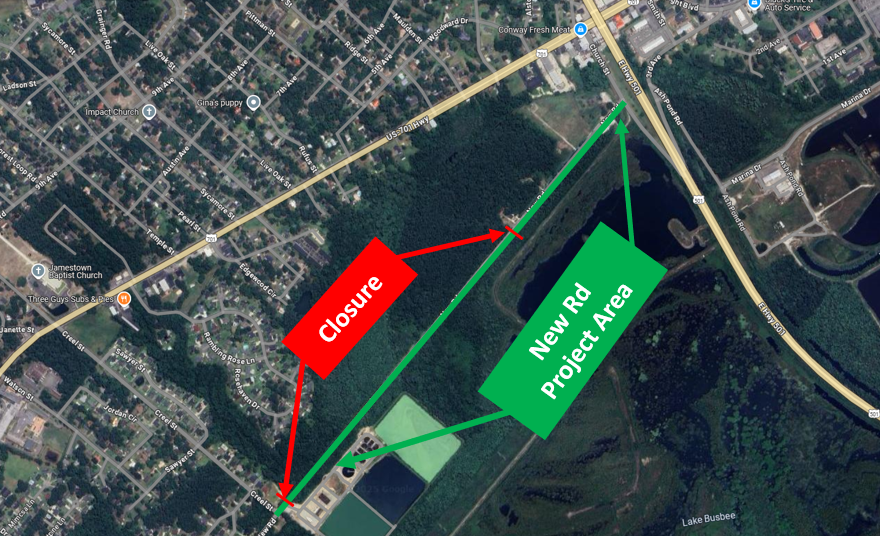 Map outlining road closures along New Road