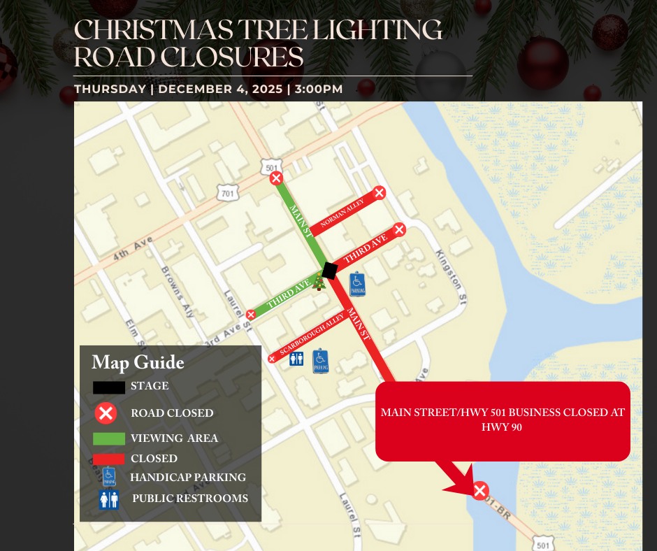 Conway Christmas Tree Lighting Map