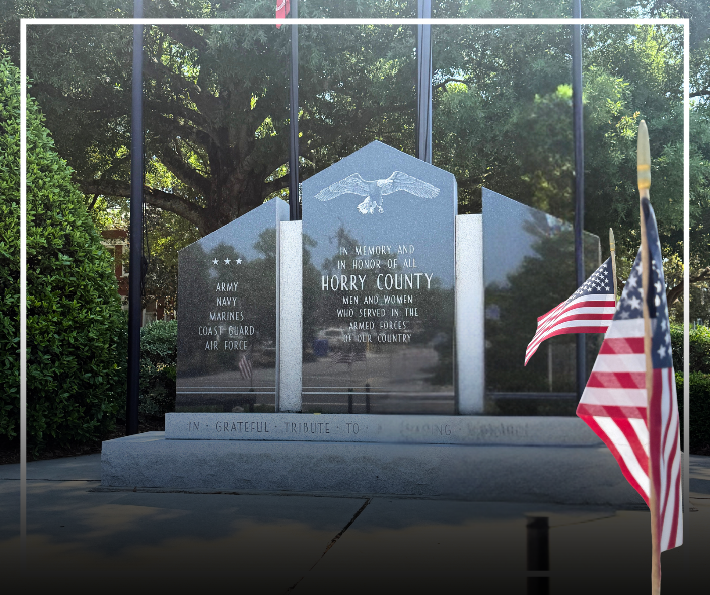 Visit the Horry County Veterans Memorial outside the Historic Horry County Courthouse 