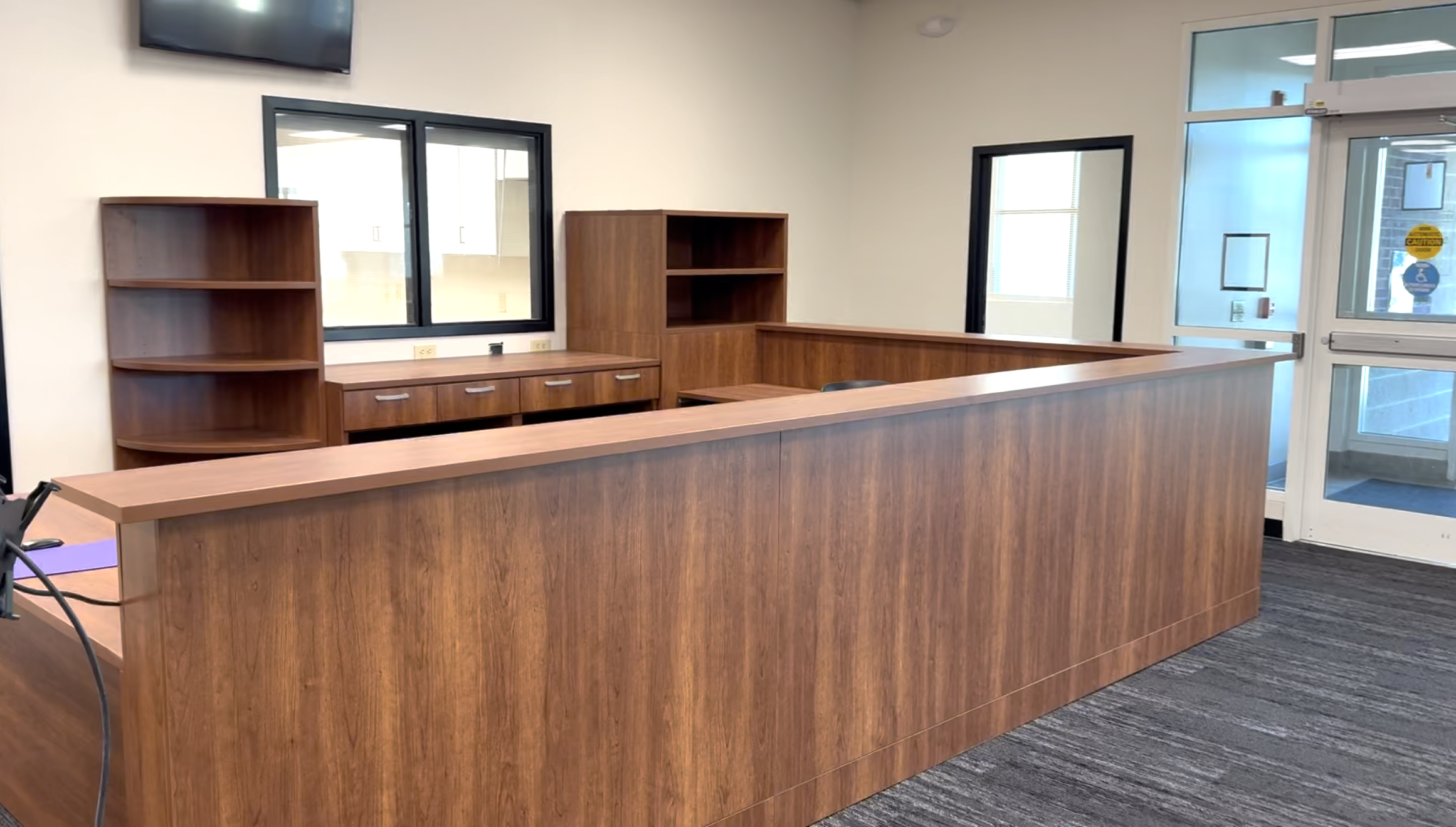 New circulation desk inside Little River Library 