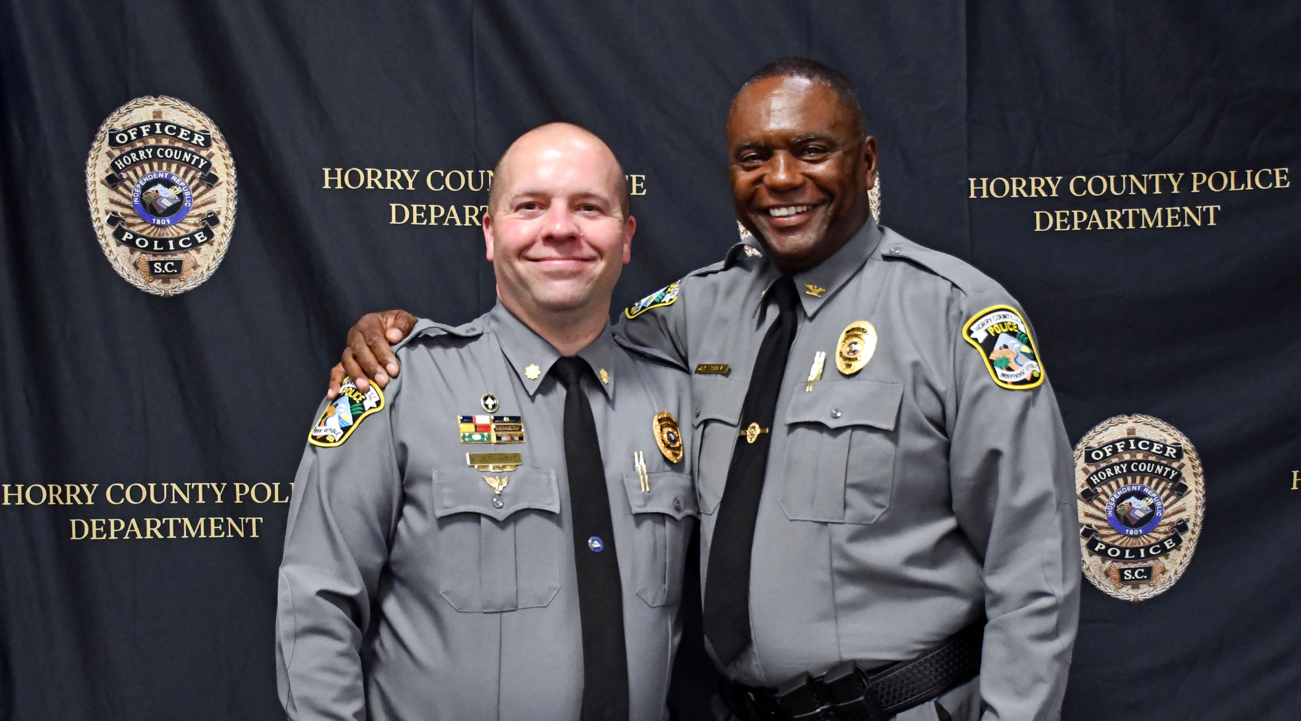 Incoming-Chief Kris Leonhardt pictured with outgoing-Chief Joseph Hill