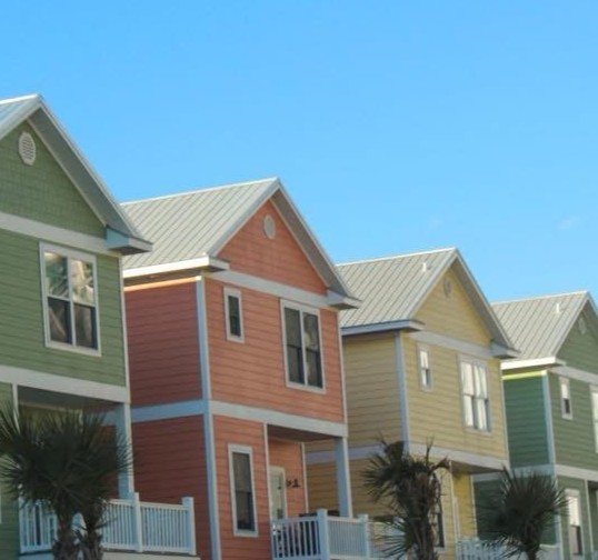 Multi-Colored buildings in a community