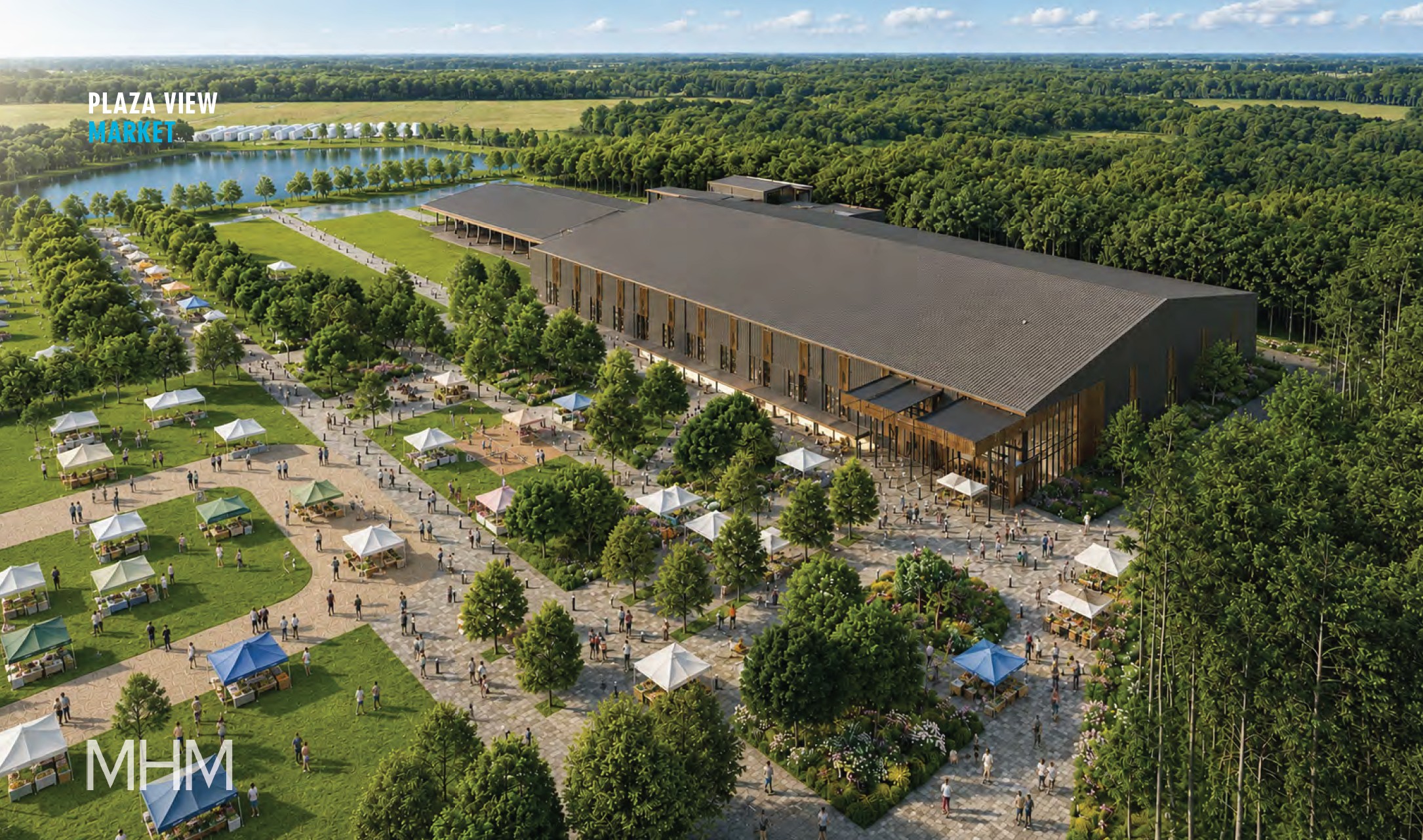 Exterior view of Rural Civic Center grounds demonstrating use as a vendor market