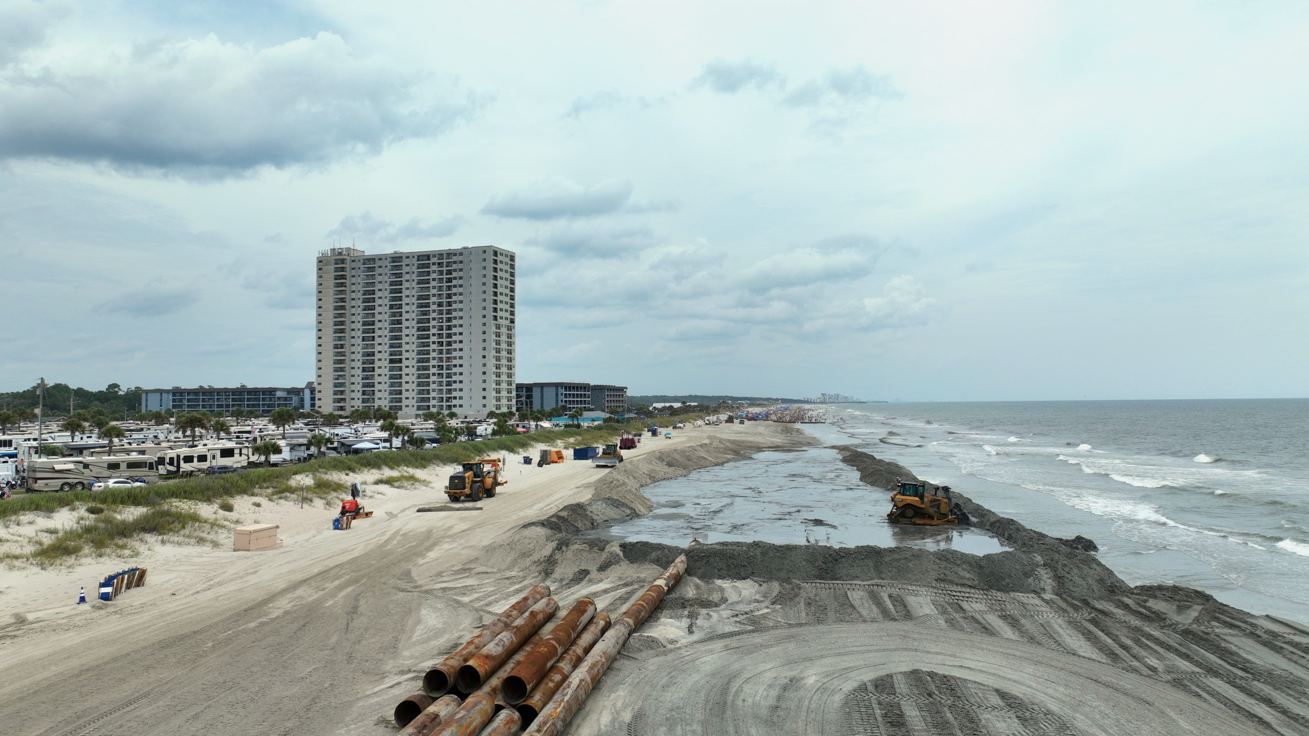 Aerial image of construction near Ocean Lakes Campground