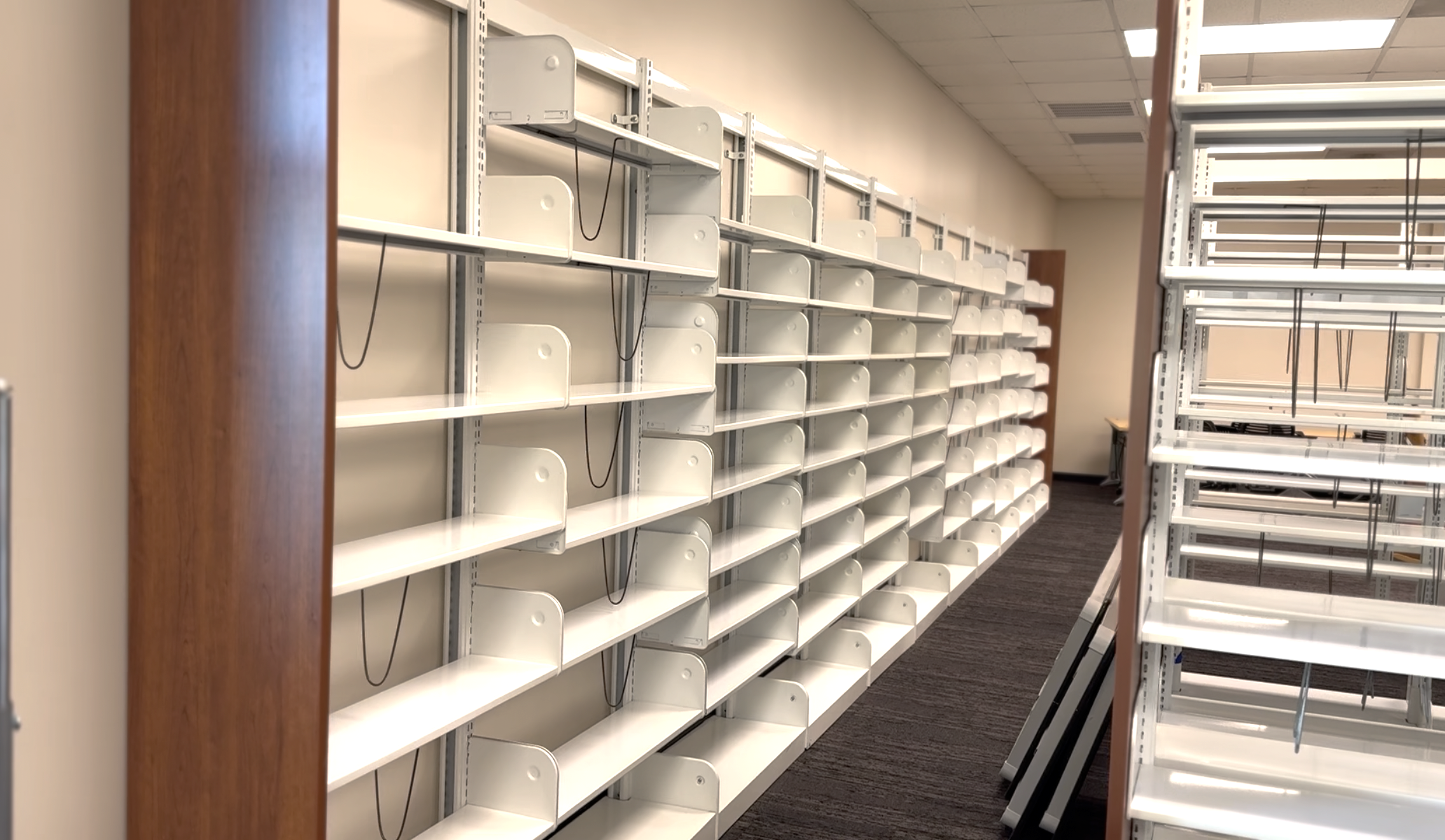 New shelves inside Little River Library 