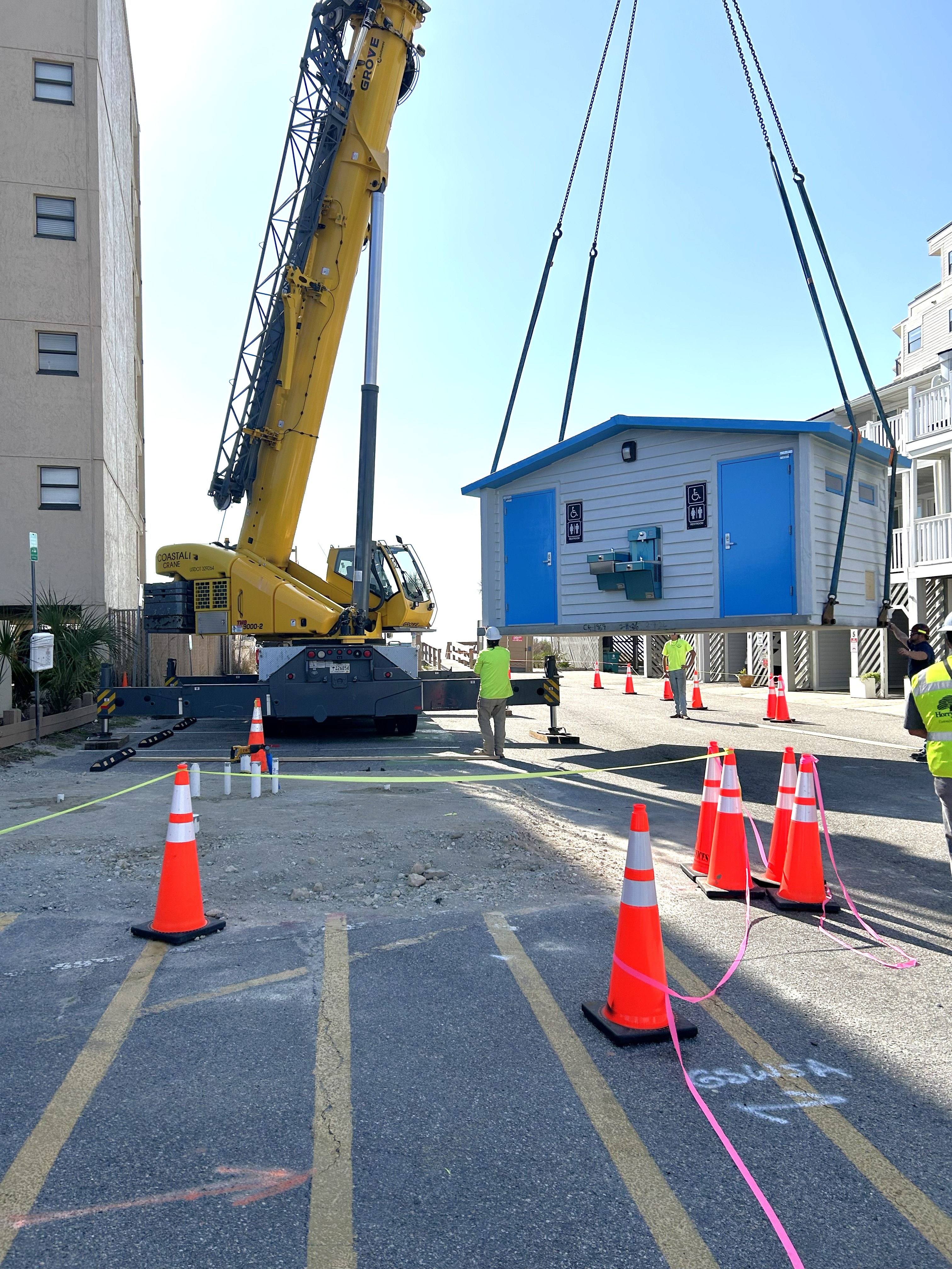 Hawes Avenue beach access restroom being installed 