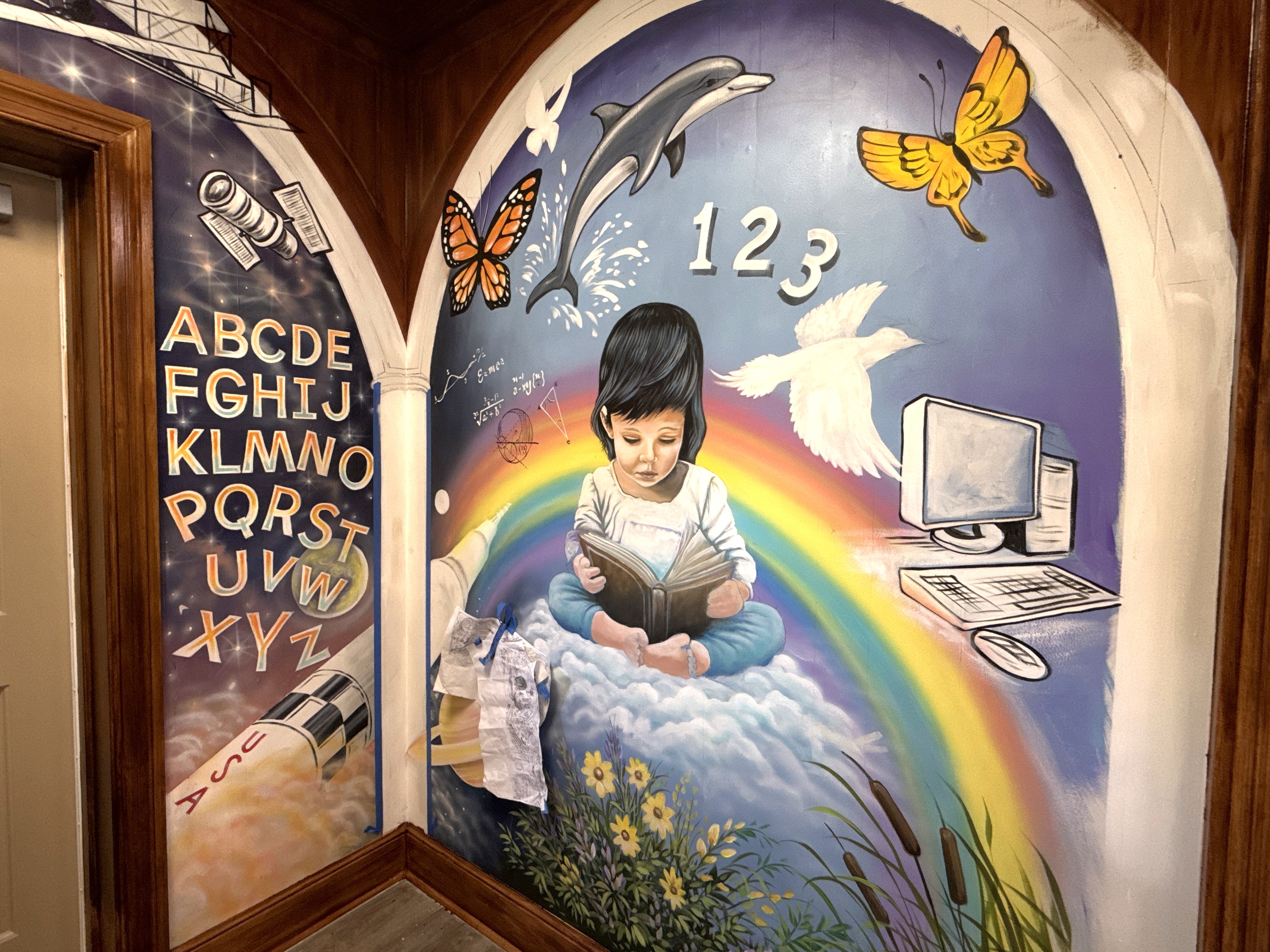 Mural coming to life in the front foyer